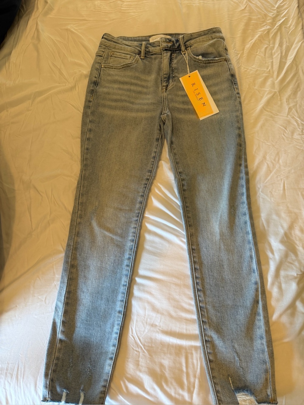 RISEN Women's Light Blue Slim Straight Jeans